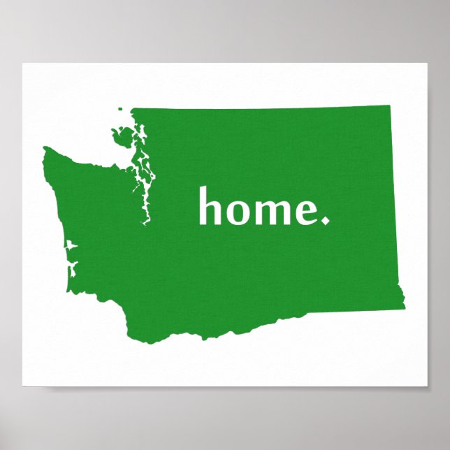 Pôster Mapa do estado da silhueta em Washington (Frente)