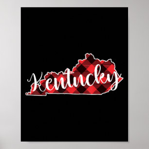 Poster Mapa do Estado de Kentucky Xadrez de Búfalo Natal