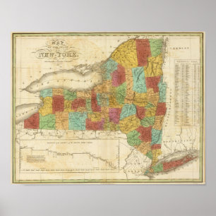Poster Mapa do estado de New York