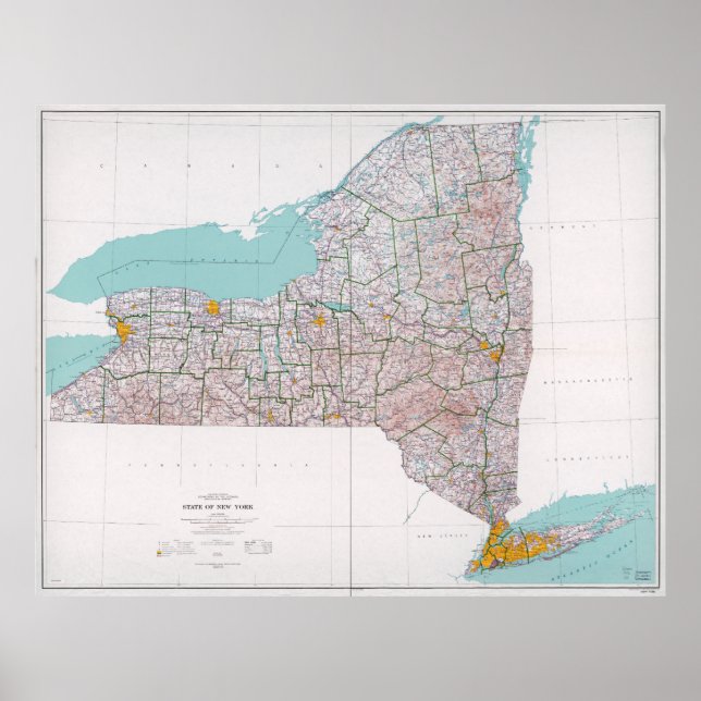 Poster Mapa do Estado de Nova Iorque (1976) (Frente)
