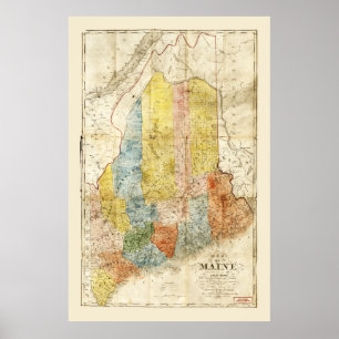 Poster Mapa do Estado do Maine (1843)