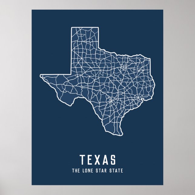 Poster Mapa do Estado do Texas - Estados Unidos - mapa do (Frente)