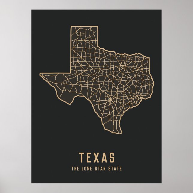 Poster Mapa do Estado do Texas - Estados Unidos - mapa do (Frente)