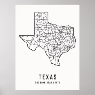 Poster Mapa do Estado do Texas - Estados Unidos - mapa do