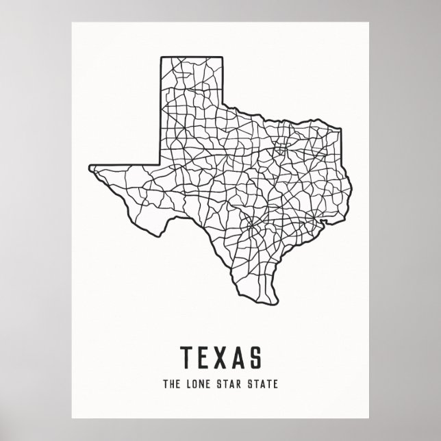 Poster Mapa do Estado do Texas - Estados Unidos - mapa do (Frente)