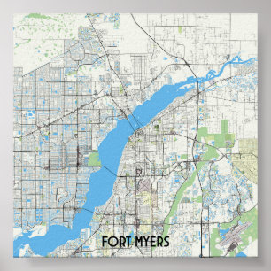 Poster Mapa do Fort Myers Florida USA