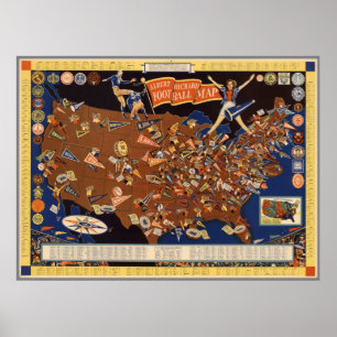 Pôster Mapa do futebol da faculdade de Albert Richard do