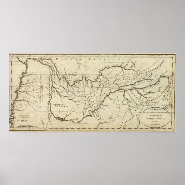 Pôster Mapa do Governo Sic do Tennassee (Frente)