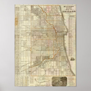 Poster Mapa do guia de Blanchard de Chicago