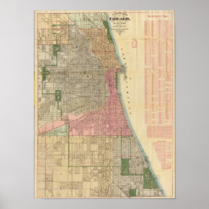 Pôster Mapa do guia de Blanchard de Chicago