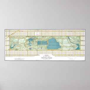 Poster Mapa do Guia Vintage 1875 do Central Park NYC