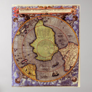 Pôster Mapa do Hemisfério S. 1593