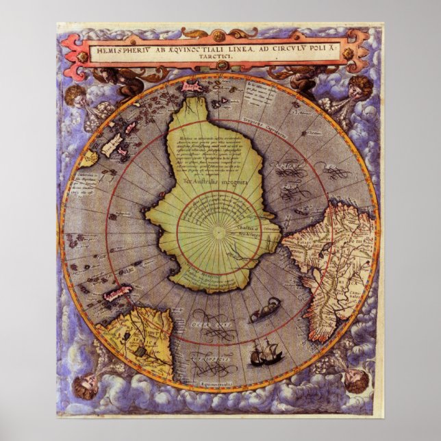 Pôster Mapa do Hemisfério S. 1593 (Frente)