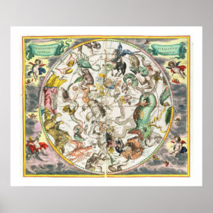 Poster Mapa do hemisfério sul, 'do Celestia