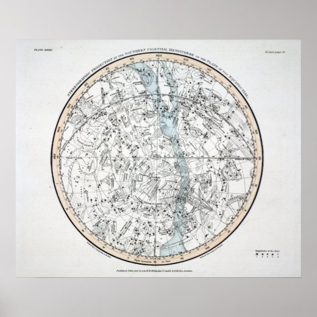 Poster Mapa do Hemisfério Sul Placa XXVIII (Frente)