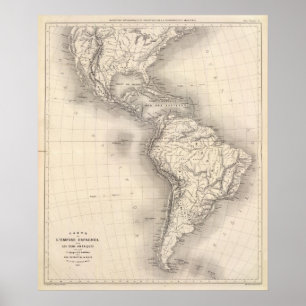 Pôster Mapa do império espanhol nos Americas