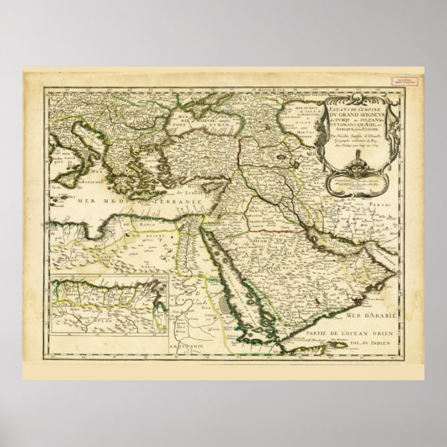 Poster Mapa do Império Otomano (1654) (Frente)