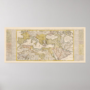Poster Mapa do Império Otomano por Henri Chatelain (1719)