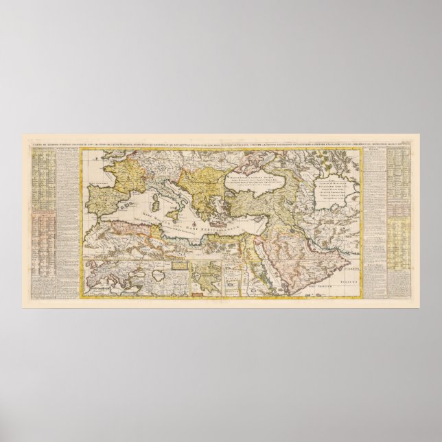 Poster Mapa do Império Otomano por Henri Chatelain (1719) (Frente)