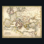 Poster Mapa do Império Romano Antigo<br><div class="desc">Mapa da Vintage mostrando o antigo império romano.</div>