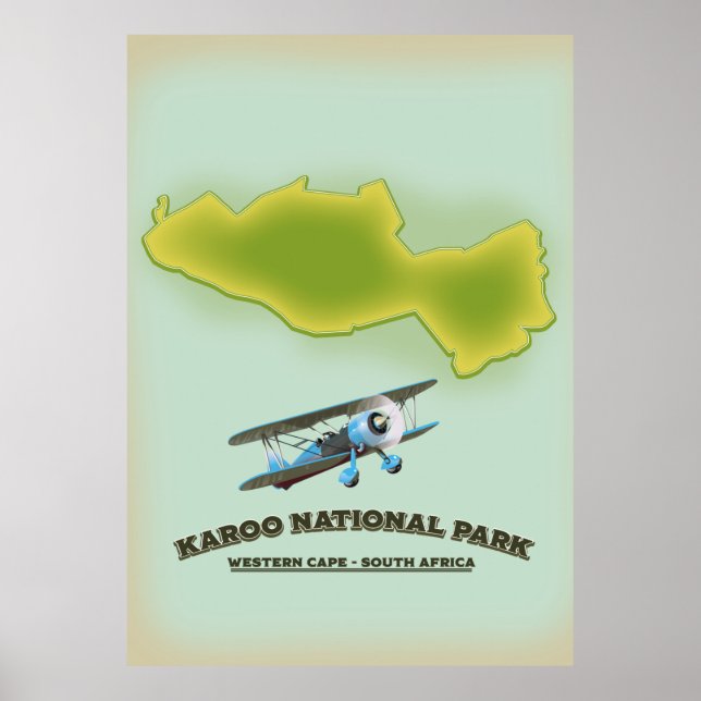 Poster Mapa do Karoo National Park Western Cape África do (Frente)