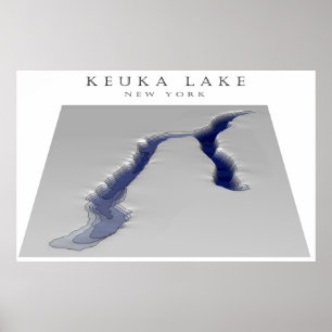 Poster Mapa do lago 3d Keuka