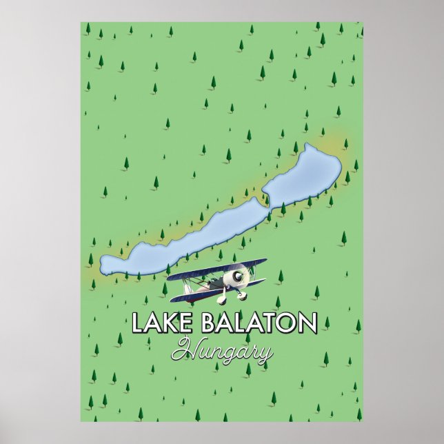 Poster Mapa do Lago Balaton na Hungria (Frente)