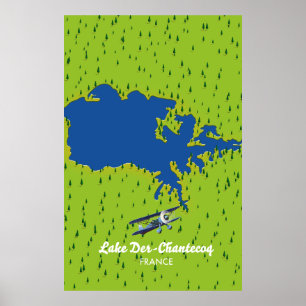 Poster Mapa do lago Der chantecoq France