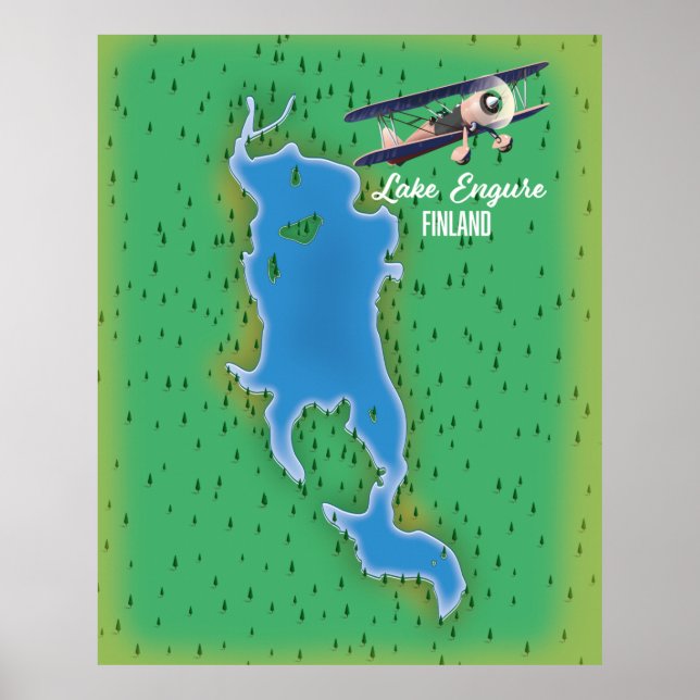 Poster Mapa do Lago Engure Finlândia (Frente)