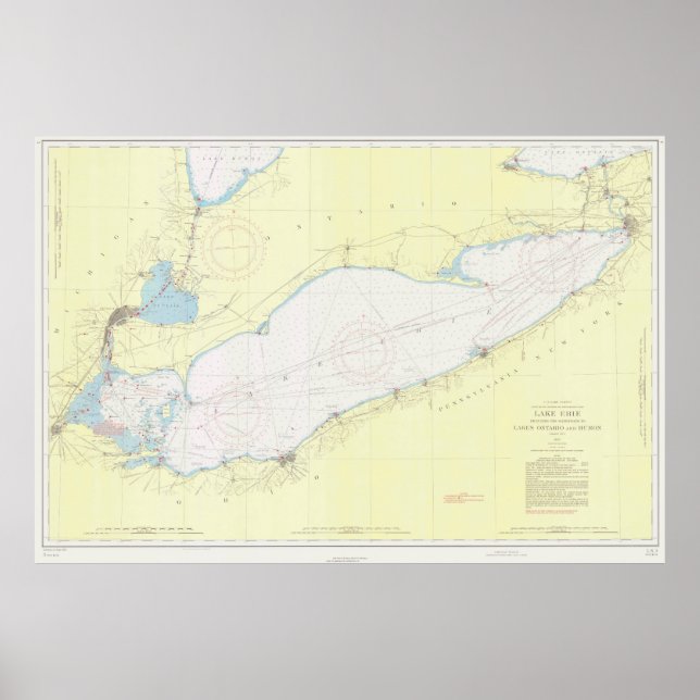 Poster Mapa do Lago Erie (1955) (Frente)