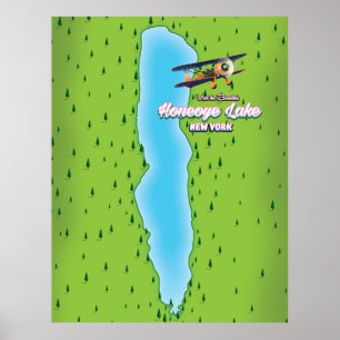 Poster Mapa do Lago Honeoye de Nova Iorque