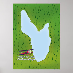 Poster Mapa do lago Hubbard Norte Michigan