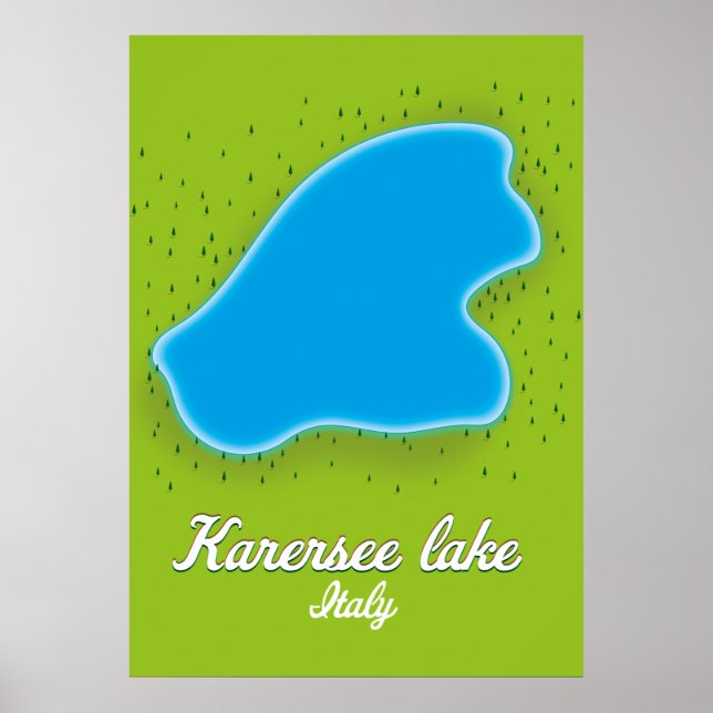 Poster mapa do lago Karersee Itália (Frente)