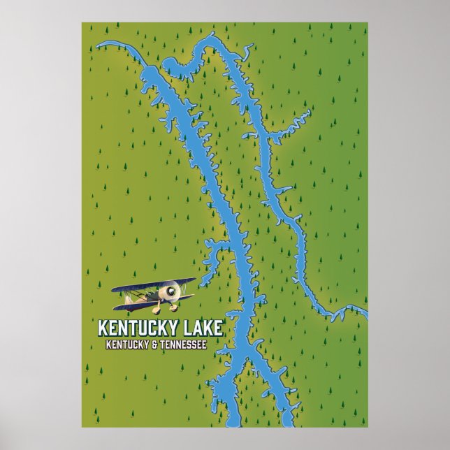 Poster Mapa do Lago Kentucky EUA (Frente)