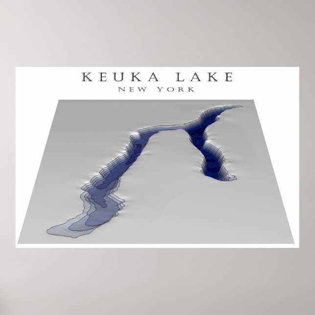 Poster Mapa do lago Keuka 3d (Frente)