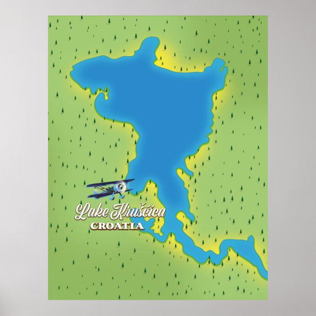 Poster Mapa do Lago Krušćica Croácia (Frente)