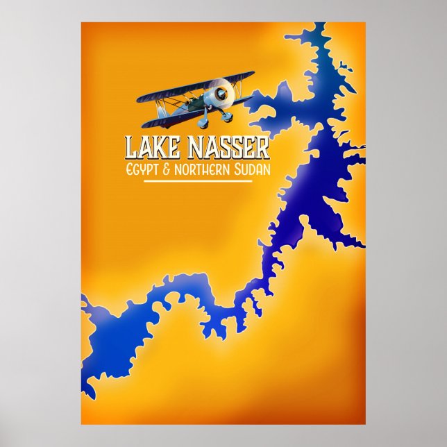 Poster Mapa do Lago Nasser Egito e Sudão (Frente)