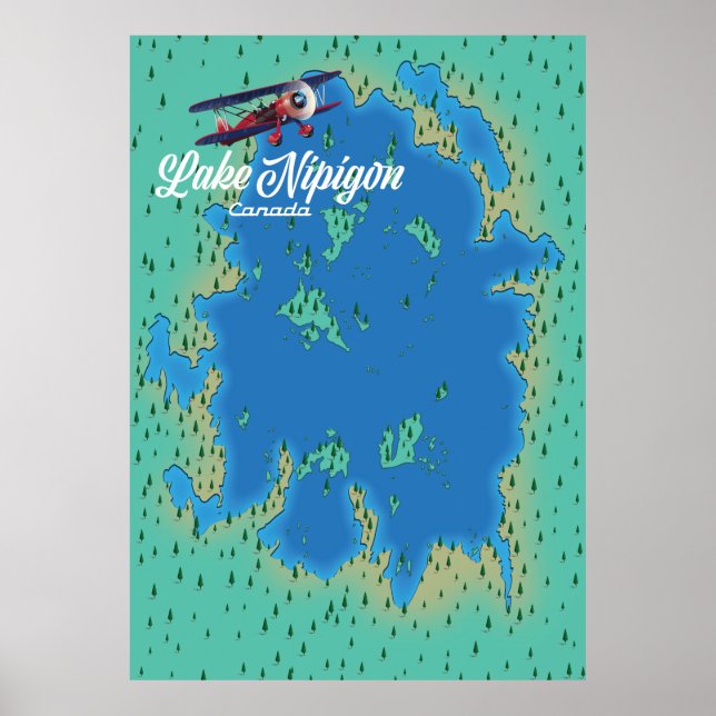 Poster Mapa do Lago Nipigon no Canadá (Frente)