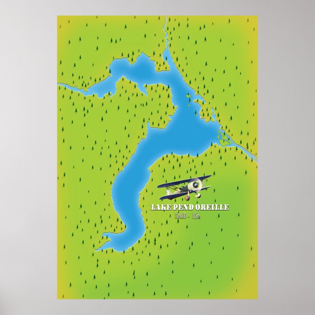 Poster mapa do lago pend idaho Lake (Frente)