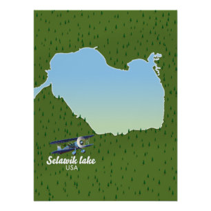 Pôster mapa do lago Selawik Alasca