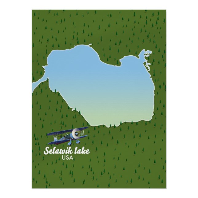 Pôster mapa do lago Selawik Alasca (Frente)
