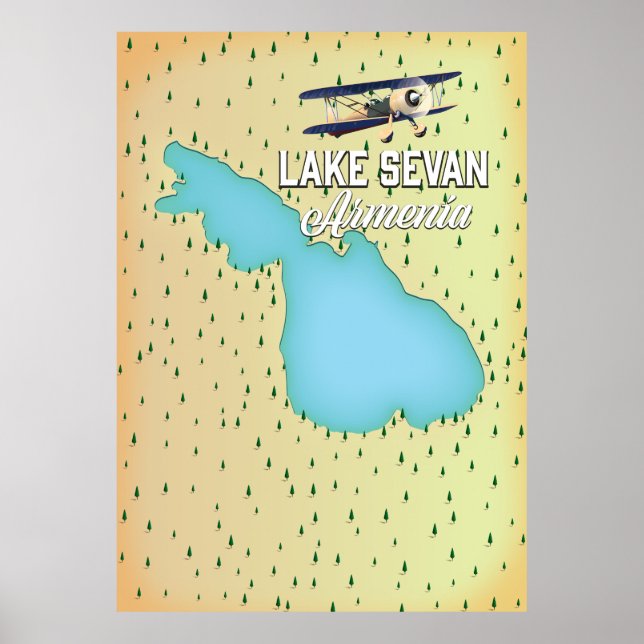Poster Mapa do Lago Sevan Armênia (Frente)