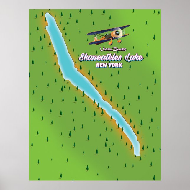 Poster mapa do lago Skaneateles em Nova York (Frente)