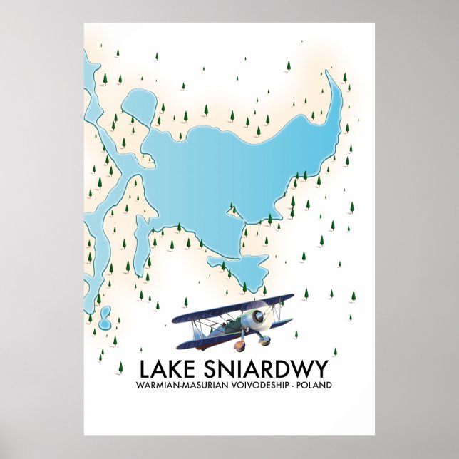 Poster Mapa do Lago Sniardwy Polônia (Frente)