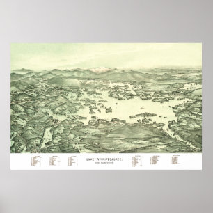 Pôster Mapa do lago Winnipesaukee desde 1903