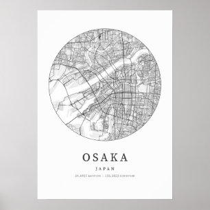 Poster Mapa do layout da rua Osaka Japan