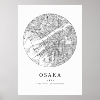 Poster Mapa do layout da rua Osaka Japan
