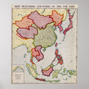 Poster Mapa do Leste AsiáticoPanorâmicoLeste Asiático