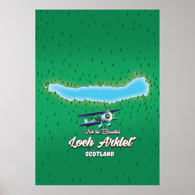 Poster mapa do loch Arklet Escócia mapa antigo (Frente)