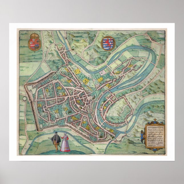 Poster Mapa do Luxemburgo, de Civitates Orbis Terrarum (Frente)